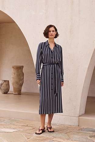 Night Sky Modal Twin Stripe Shirt Dress WOMEN Dresses Trenery