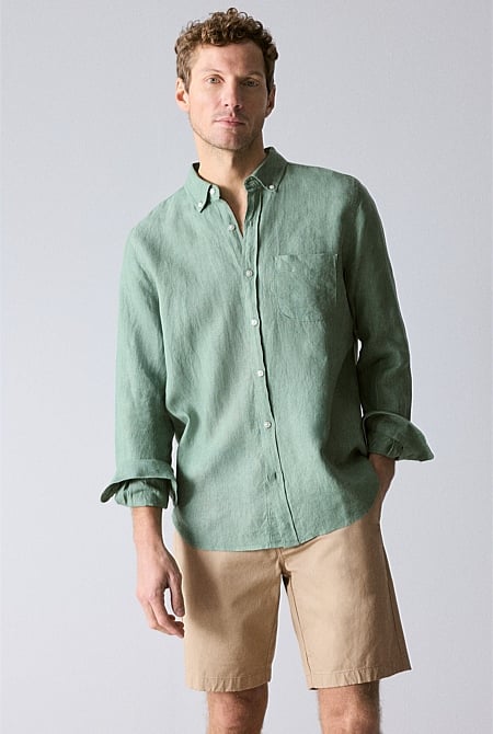 Regular Fit Delave Linen Long Sleeve Shirt