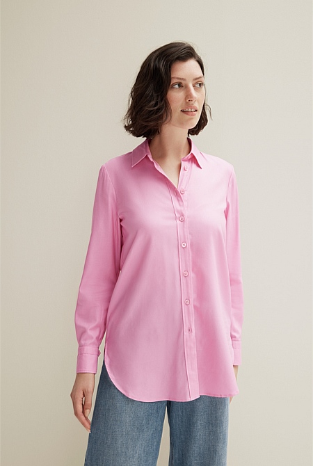 pink longline shirt womens