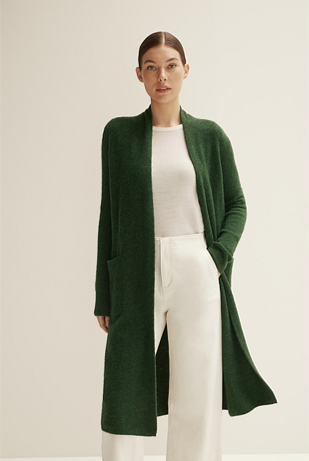 Woodland Green Lofty Longline Cardigan WOMEN Knitwear Trenery