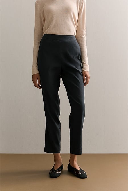 Stretch Linen Blend Pull On Pant