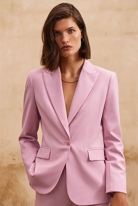 Carnation Pink Tailored Single Breasted Blazer WOMEN Jackets Coats Trenery