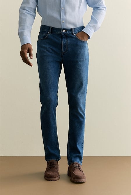 Relaxed Fit Mid Wash Jean