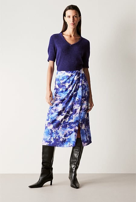 Modal Watercolour Floral Skirt