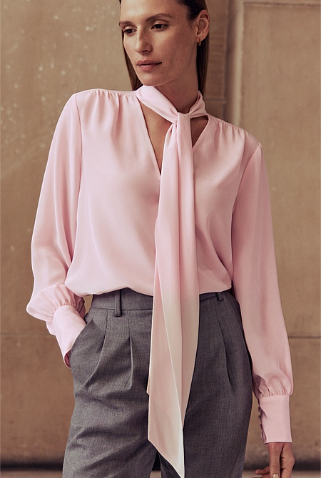 silk blush blouse