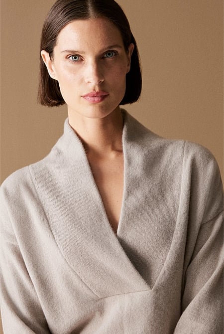 Cashmere Shawl Neck Knit