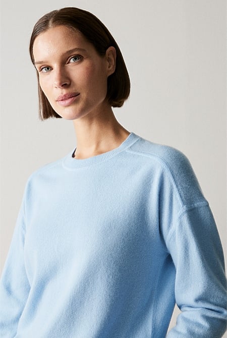 Merino Blend Forward Shoulder Seam Relaxed Crew