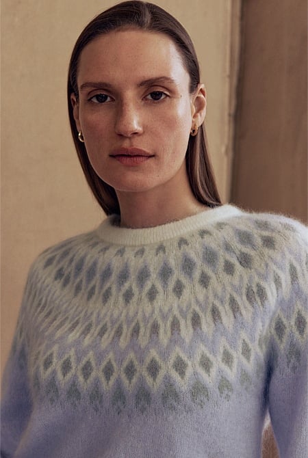 Wool Mohair Blend Fair Isle Knit