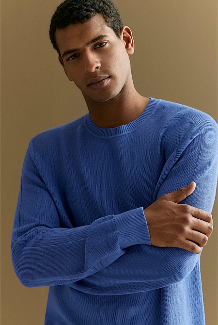 Cotton Textured Knit Crew