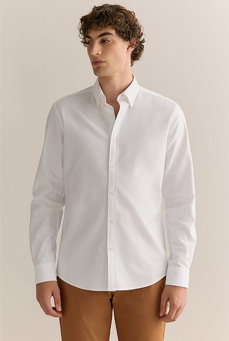 Tailored Fit Cotton Monogram Oxford Shirt