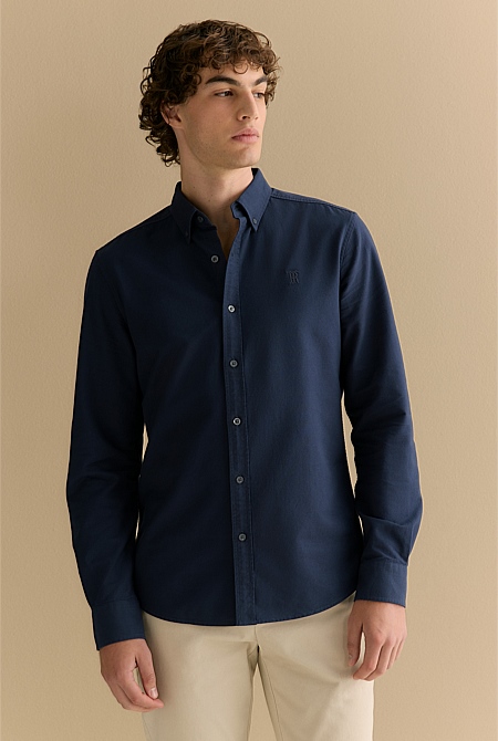 Tailored Fit Cotton Monogram Oxford Shirt