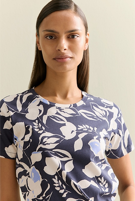 Pima Cotton Floral Short Sleeved T-shirt