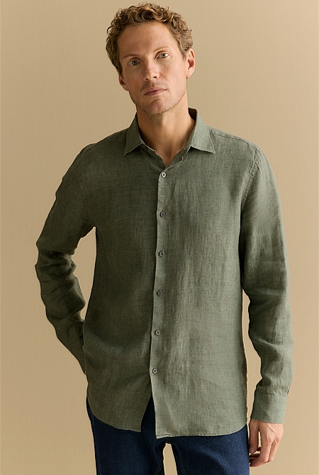 Tailored Fit Delave Linen Long Sleeved Shirt