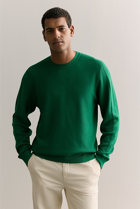 Cotton Textured Knit Crew