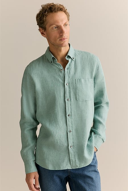 Regular Fit Delave Linen Long Sleeve Shirt