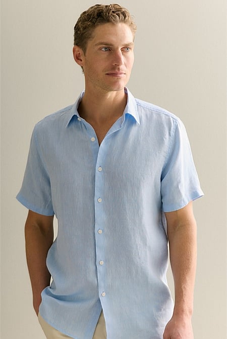 Regular Fit Delave Linen Short Sleeve Shirt