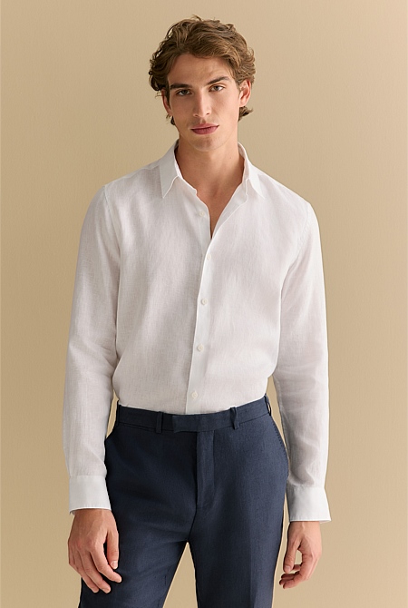 Tailored Fit Linen Long Sleeve Shirt