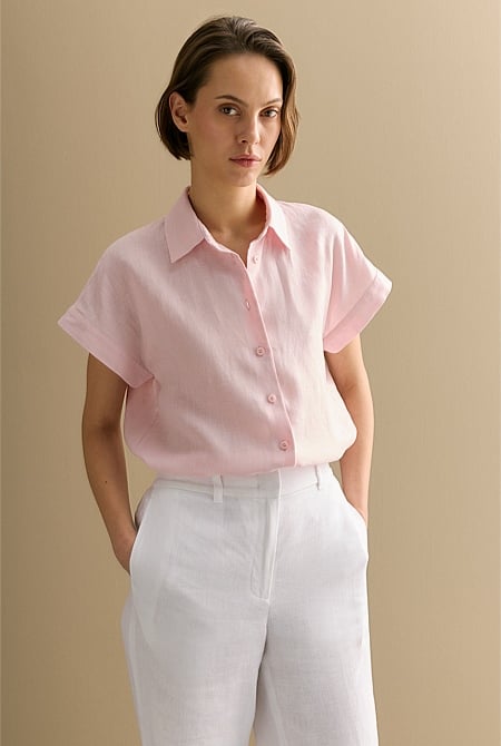 Linen Relaxed Cap Sleeve Shirt