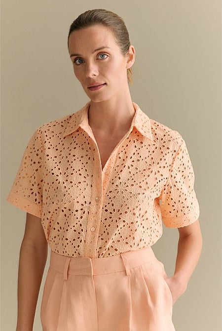 Broderie Anglaise Short Sleeve Shirt