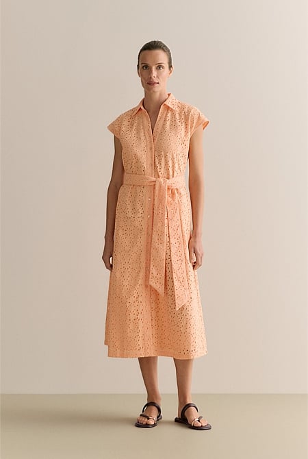 Broderie Anglaise Cap Sleeve Dress