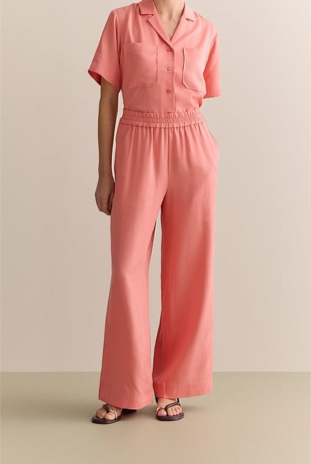 Tencel Wide Leg Pull On Pant