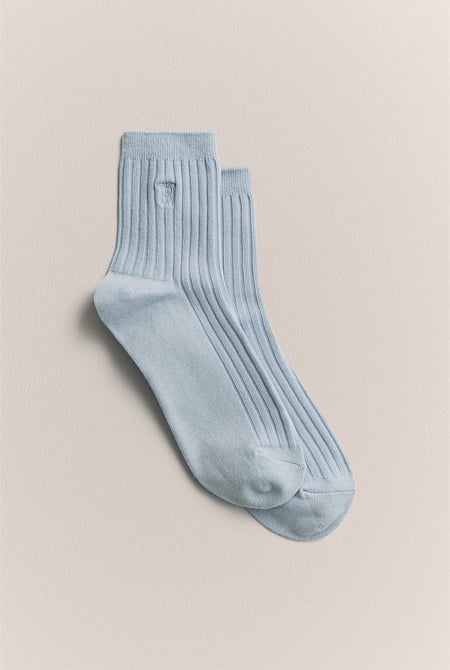 Monogram Rib 1/4 Crew Sock