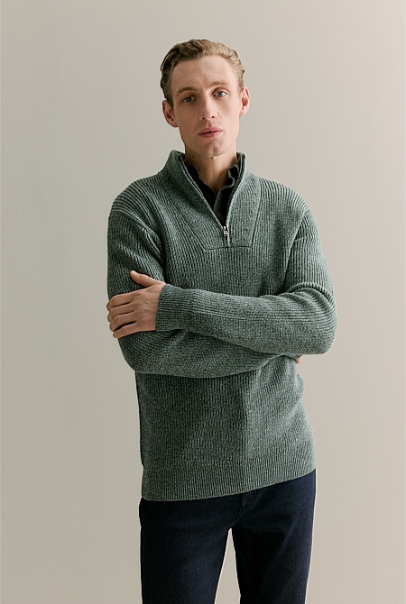 Merino Textured Half Zip