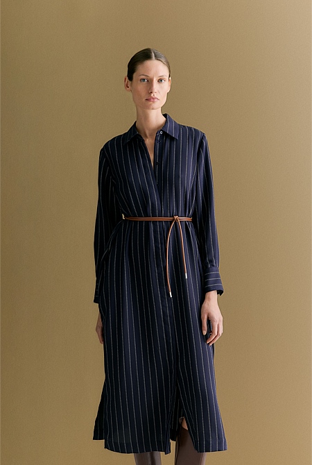 Rope Stripe Belted Dress