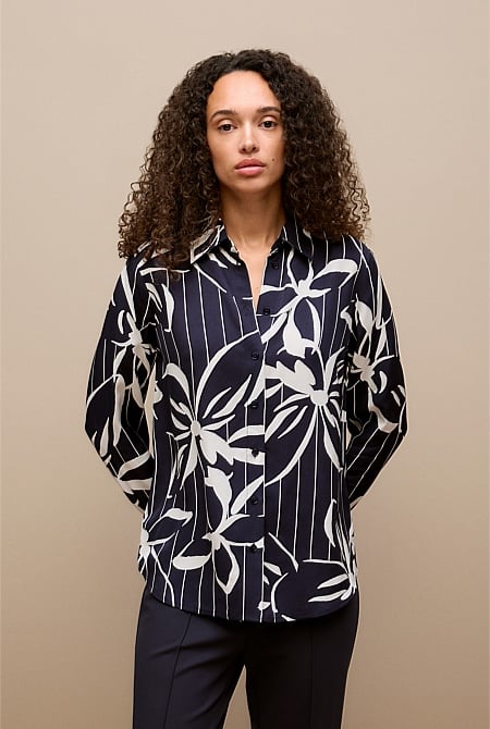 Floral Stripe Twill Shirt