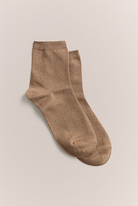 Metallic Rib 1/4 Crew Sock