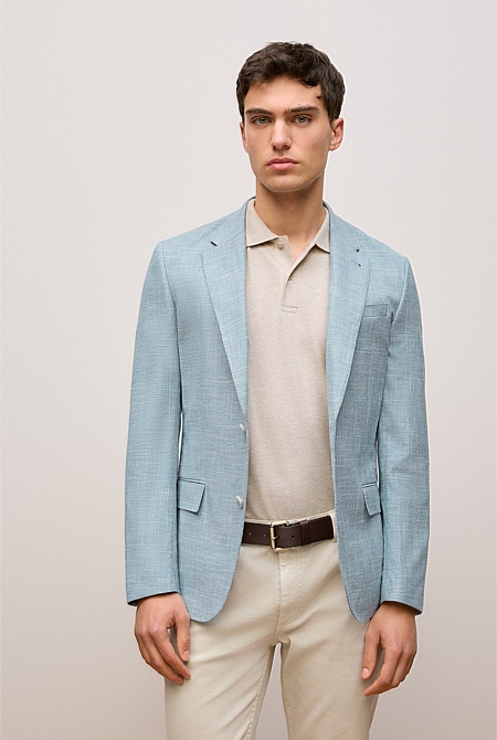 Tailored Fit Italian Wool Cotton Blend Blazer