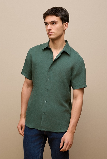 Linen End On End Short Sleeve Shirt