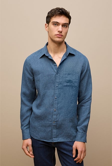 Regular Fit Linen Fine Stripe Shirt
