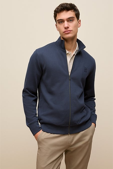 Cotton Zip Through Monogram Sweat