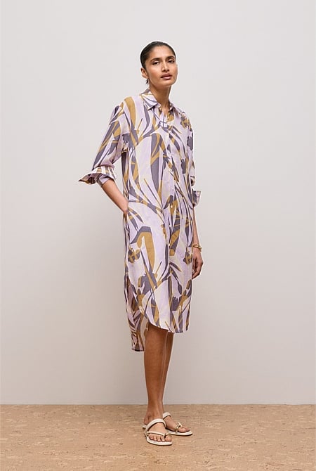 Shadow Leaf Relaxed Shirt Dress