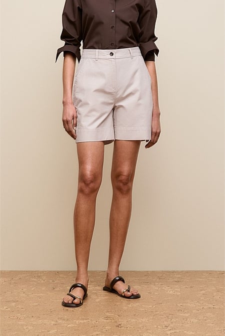 Yarn Dyed Stretch Cotton Tailored Short