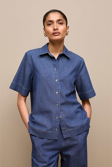 Soft Denim Short Sleeve Shirt