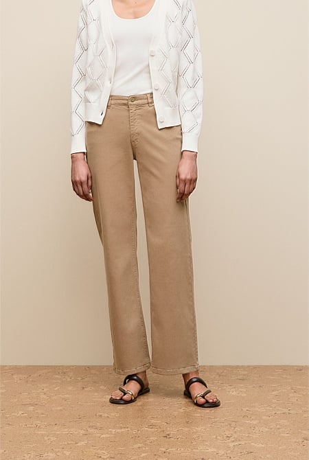 Garment Dyed Wide Leg Jean