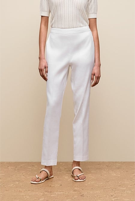 Stretch Linen Blend Pull On Pant