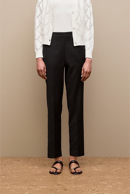 Stretch Linen Blend Pull On Pant