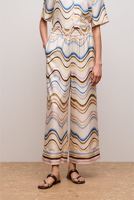 Wave Stripe Silk Pull On Pant