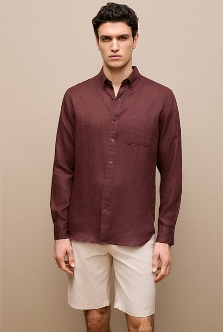 Regular Fit Linen Classic Long Sleeve Shirt