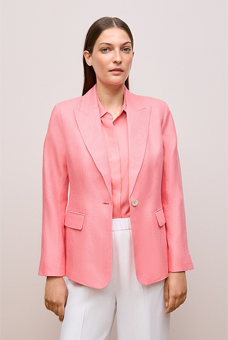Linen Twill Single Breasted Blazer