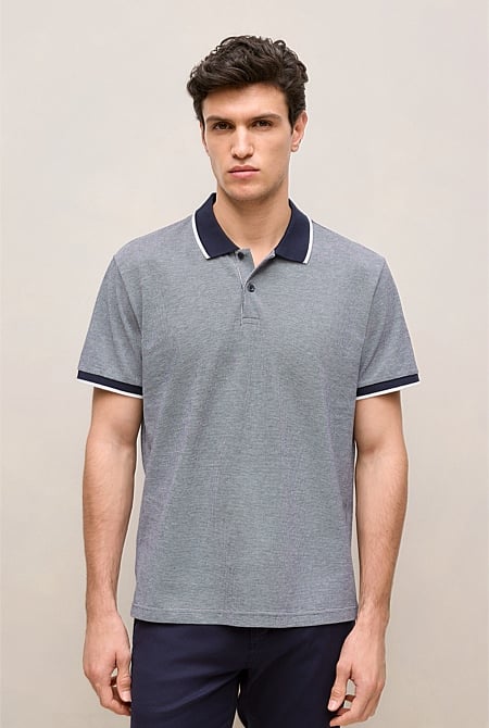 Cotton Birdseye Tipped Polo