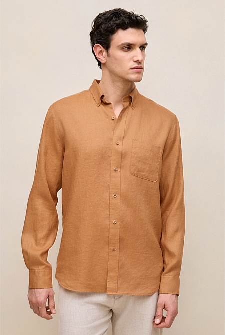 Regular Fit Linen Classic Long Sleeve Shirt