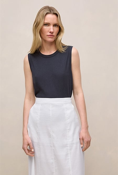 Linen Cotton Crew Tank