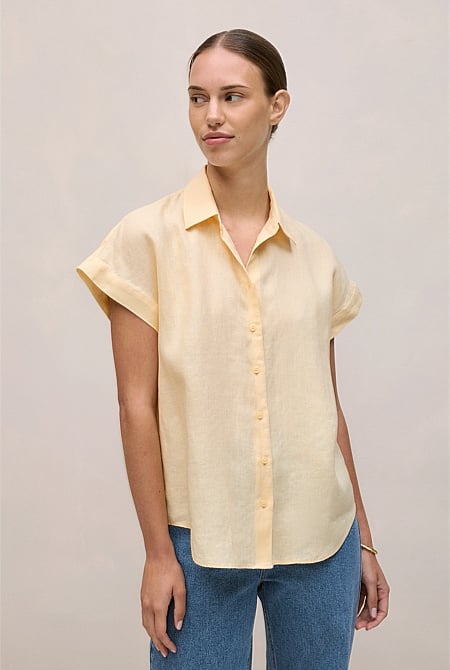 Linen Cap Sleeve Shirt