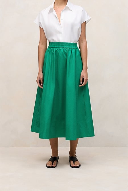 Cotton Poplin Pull On Skirt