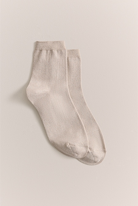 Metallic Rib Crew Sock
