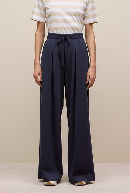 Ponte Drawcord Wide Leg Pant